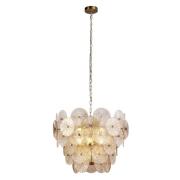 Wagon 9 Light Clear Amber Glass Pendant Light In Bronze