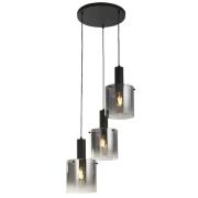 Sweden 3 Light Smoked Glass Multi Drop Pendant Light In Black