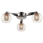 Cannonbury 3 Light Clear Glass Shade Flush Light In Copper