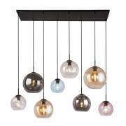 Mardi 8 Light Coloured Glass Bar Pendant Light In Matt Black