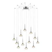 Lola LED 12 Light Ridged Glass Pendant Light In Chrome