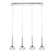 Lola LED 4 Light Ridged Glass Bar Pendant Light In Chrome