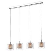 Lewisham 4 Light Clear Glass Pendant Light In Copper And Chrome