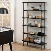 Agoura Wooden Bookcase With 5 Shelves In Black