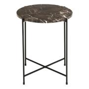 Berlin Marble Side Table Small With Metal Legs In Brown