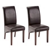 Hentro Black Leather Dining Chair With Dark Leg In Pair