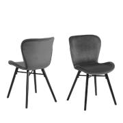 Bangor Dark Grey Fabric Dining Chairs With Black Legs In Pair