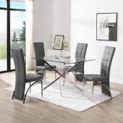 Daytona Small Glass Dining Table With 4 Ravenna Grey Chairs