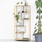 Sparks Wooden Bookcase With 5 Shelves And Gold Frame In Black