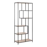 Sparks Wooden Bookcase With 5 Shelves In Sonoma Oak And Black