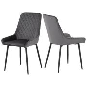 Avah Grey Velvet Dining Chairs With Black Legs In Pair