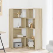 Quincy Wooden Cornor Bookcase With 8 Shelves In Sonoma Oak