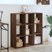 Gilford Wooden Bookcase With 9 Compartments In Dark Brown Oak