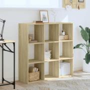 Gilford Wooden Bookcase With 9 Compartments In Sonoma Oak