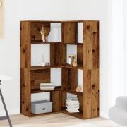 Galva Wooden Corner Bookcase With 8 Shelves In Brown Oak