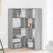 Galva Wooden Corner Bookcase With 8 Shelves In Grey Sonoma