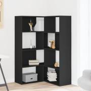 Galva Wooden Corner Bookcase With 8 Shelves In Black