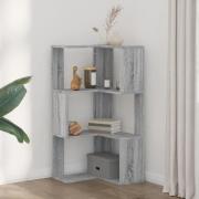 Garner Wooden Corner Bookcase With 3 Shelves In Grey Sonoma