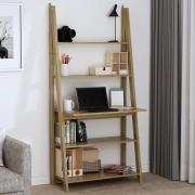 Travis Wooden Ladder Laptop Desk With 3 Shelves In Oak