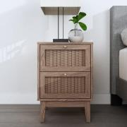 Burdon Wooden Bedside Cabinet With 2 Drawers In Oak