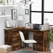 Andover Wooden Corner Laptop Desk With 4 Drawers In Smoked Oak