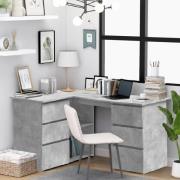 Andover Wooden Corner Laptop Desk With 4 Drawer In Concrete Grey