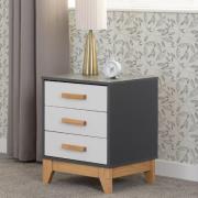 Arthur Wooden Bedside Cabinet With 3 Drawers In White And Grey