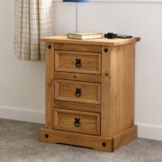 Central Wooden Bedside Cabinet With 3 Drawers In Oak