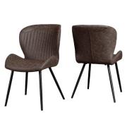 Qinson Brown Faux Leather Dining Chairs In Pair