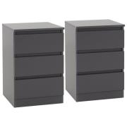 Mcgowen Wooden Bedside Cabinet With 3 Drawers In Grey