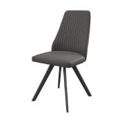 Azido Leather Dining Chair With Black Legs In Dark Grey