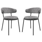 Safford Grey Fabric Dining Chairs With Grey Legs In Pair