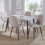 Arta Grey Wooden Dining Table 4 Natural Straight Chairs