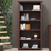 Birtley Wooden Bookcase With 5 Shelves In Dark Brown