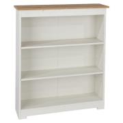 Chorley Wooden Wide Bookcase With 3 Shelves In White And Oak