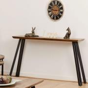 Qinson Wooden Straight Edge Console Table In Medium Oak Effect