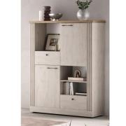 Cancun Wooden Highboard With 2 Doors 2 Drawers In Meringue Oak