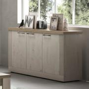 Cancun Wooden Sideboard With 3 Doors In Meringue Oak