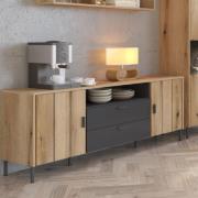 Arthur Wooden Large TV Stand With 2 Doors 2 Drawers In Grey Oak