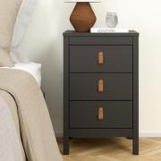 Bellevue Wooden Bedside Cabinet With 3 Drawers In Matt Black