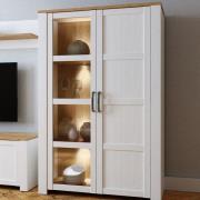 Bemidji LED Wooden Display Cabinet With 2 Doors In White And Oak