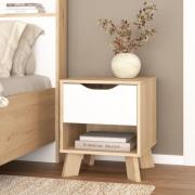 Irvine Wooden Bedside Cabinet With 1 Door In Oak And White