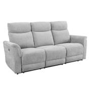 Marinette Fabric 3 Seater Electric Recliner Sofa In Grey