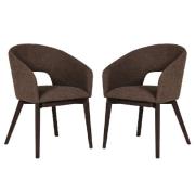 Adria Brown Fabric Dining Chairs With Oak Legs In Pair