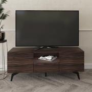 Basalt Wooden TV Stand With 2 Doors 1 Drawer In Dark Walnut