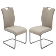 Langley Taupe Fabric Dining Chairs With Chrome Base In Pair