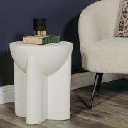 Xyaire Wooden Round Lamp Table In White Concrete Effect