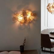 Allston Amber Glass Wall Light In Antique Gold