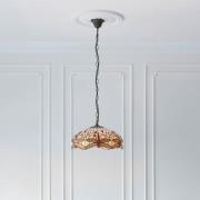 Dearborn Tiffany Glass Medium Pendant Ceiling Light In Beige Red