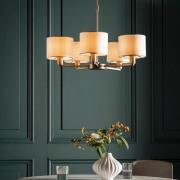 Deland 5 Lights Silk Shades Pendant Ceiling Light In Matt Nickel